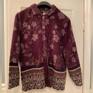 Vintage Sag Harbor Women’s Size 14 Tapestry Purple Floral Print Button Up Jacket